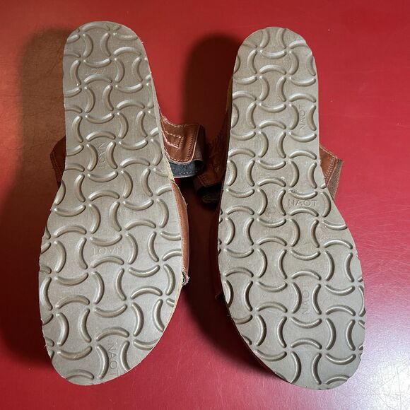 Naot Leather Slide Sandals Womens EU 36 US 5.5 Brown Chain Israel Comfort - Picture 2 of 13